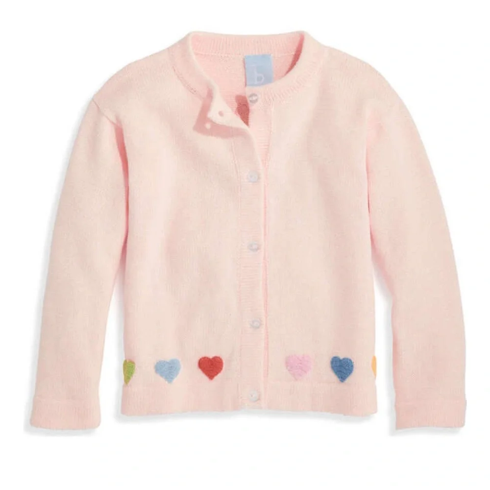 bella bliss Appliqué Heart Cardigan in Pink - Picture 1 of 3